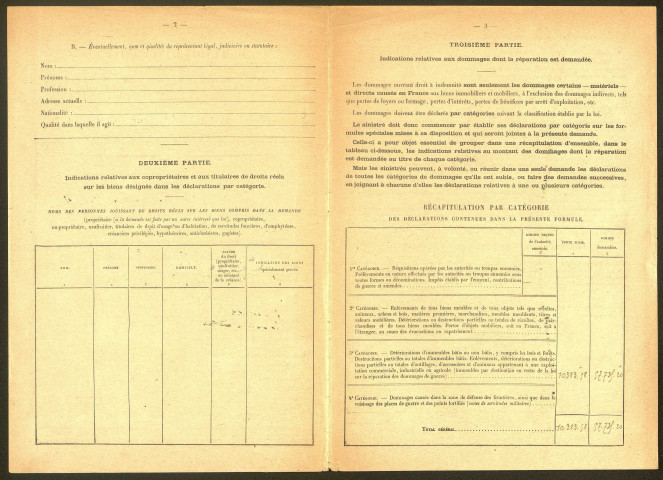 Bray-sur-Somme. Demande d'indemnisation des dommages de guerre : dossier Cozette, Marie Louise (épicière)
