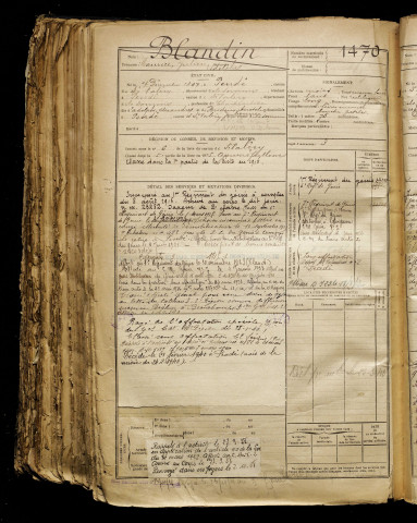 Blandin, Maurice Julien Adolphe, né le 07 décembre 1897 à Pendé (Somme), classe 1917, matricule n° 1470, Bureau de recrutement d'Abbeville