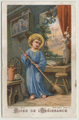 Joies de l'obéissance. L'Enfant Jésus passant le balai