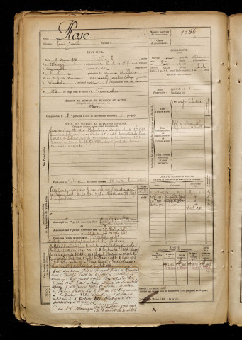 Rose, Henri Joseph, né le 09 mars 1872 à Guerville (Seine-Maritime), classe 1892, matricule n° 1366, Bureau de recrutement d'Abbeville