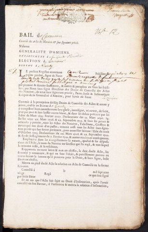 Contrôle des actes du bureau de Conty pour la période du 11 septembre 1727 au 5 août 1728