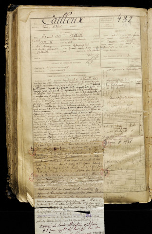 Cailleux, Louis Alfred, né le 20 avril 1888 à Abbeville (Somme), classe 1908, matricule n° 432, Bureau de recrutement d'Abbeville