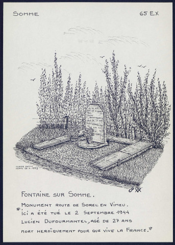 Fontaine-sur-Somme : monument route de Sorel en Vimeu - (Reproduction interdite sans autorisation - © Claude Piette)