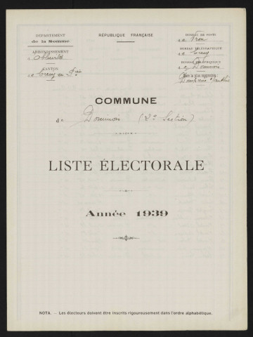 Liste électorale : Dominois, 2ème Section