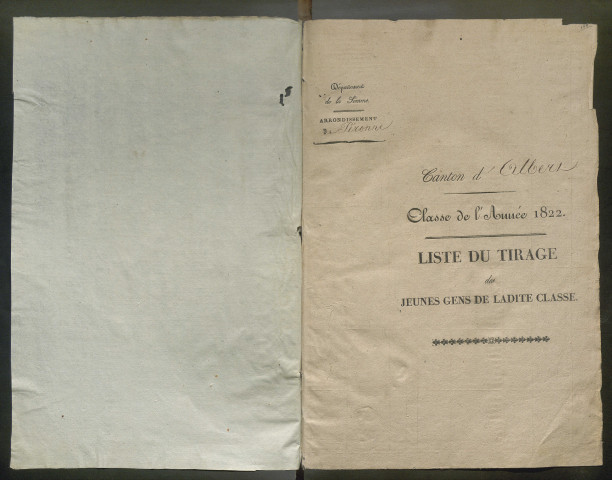 Tirage au sort (arrondissement de Péronne) de l'année 1822