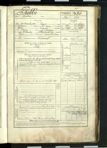 Robbe, Aristide, né le 11 décembre 1861 à Vergies (Somme, France), classe 1881, matricule n° 430, Bureau de recrutement d'Amiens