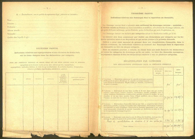 Cléry-sur-Somme. Demande d'indemnisation des dommages de guerre : dossier Quénel-Douvillé