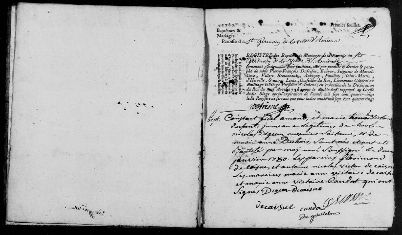 Amiens (Saint-Germain) : baptêmes, mariages, sépultures