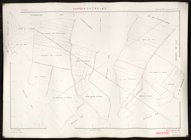 Plan du cadastre rénové - Fieffes-Montrelet : section ZC