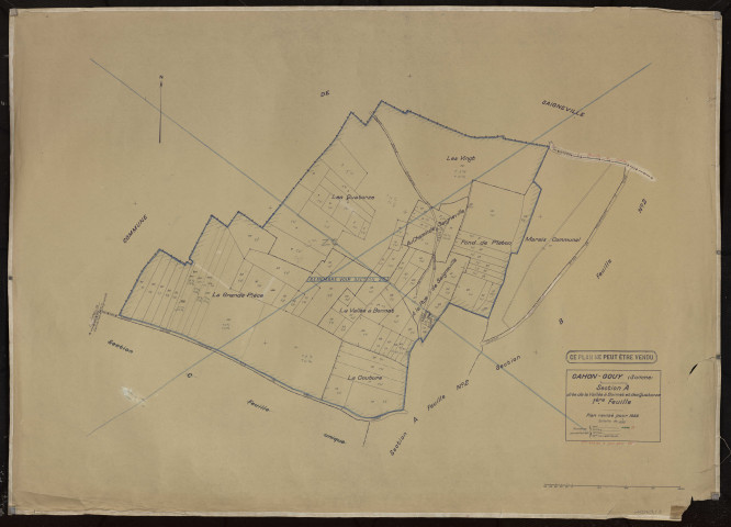 Plan du cadastre rénové - Cahon-Gouy : section A1