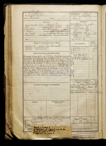 Crohen, Fernand, né le 02 décembre 1900 à Puisieux (Pas-de-Calais), classe 1920, matricule n° 1246, Bureau de recrutement d'Abbeville