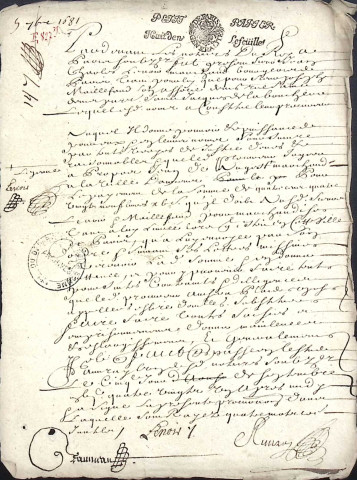 Etude de Me Pierre Trencart à Amiens (étude n°7). Minutes de l'année 1681