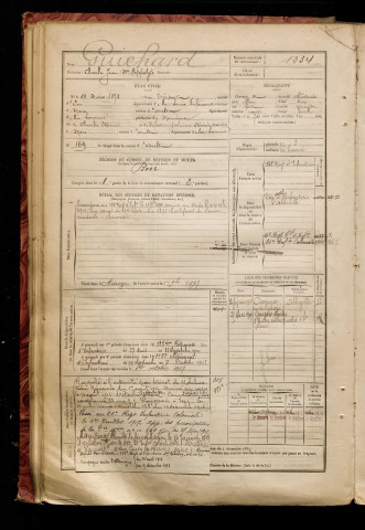 Guichard, Charles Jean Baptiste Hippolyte, né le 21 mars 1873 à Tréport (Le) (Seine-Maritime), classe 1893, matricule n° 1234, Bureau de recrutement d'Abbeville