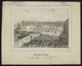 Revue du Roi. Vue de la rue Royale au moment où les troupes défilent devant sa Majesté Louis-Philippe le 25 mai 1831 à Amiens