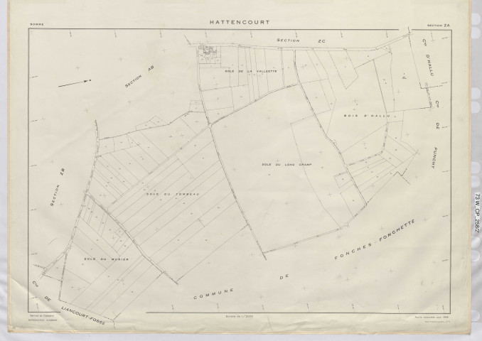 Plan du cadastre rénové - Hattencourt : section ZA