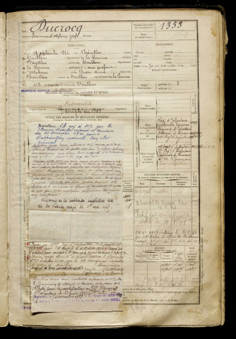 Ducrocq, Emmanuel Alphonse Joseph, né le 18 septembre 1884 à Brévillers (Somme), classe 1904, matricule n° 1353, Bureau de recrutement d'Abbeville