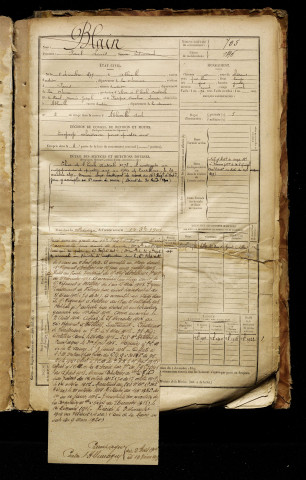 Blain, Paul Louis Edmond, né le 01 décembre 1877 à Abbeville (Somme), classe 1897, matricule n° 705, Bureau de recrutement d'Abbeville