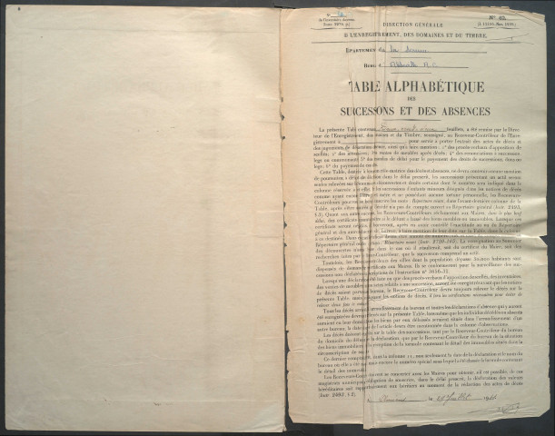 Table des successions et absences du bureau d'Abbeville