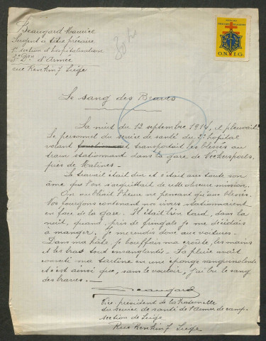Témoignage de Bacquet, Jean et correspondance avec Jacques Péricard