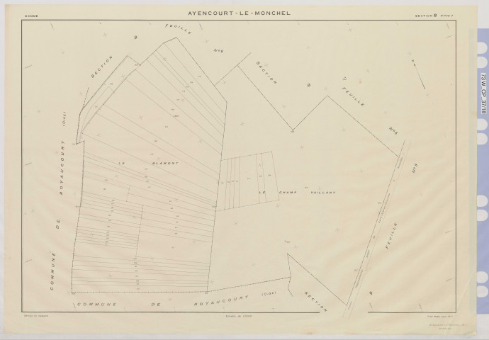 Plan du cadastre rénové - Ayencourt (Ayencourt-le-Monchel) : section B7