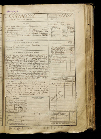 Duseval, Hilaire Ernest Edouard, né le 02 avril 1899 à Bouquemaison (Somme), classe 1919, matricule n° 1207, Bureau de recrutement d'Abbeville