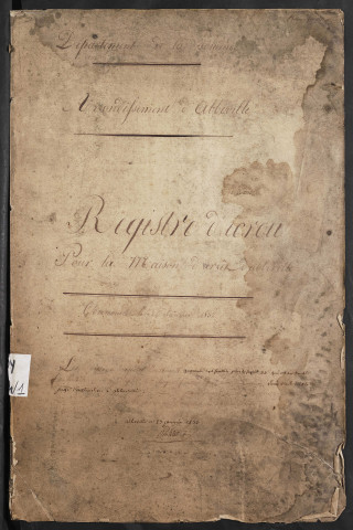 Maison d'arrêt d'Abbeville. Prévenus, condamnés et détenus. Registre d'écrou : numéros 1 à 138. 26 janvier 1832 - 24 août 1832
