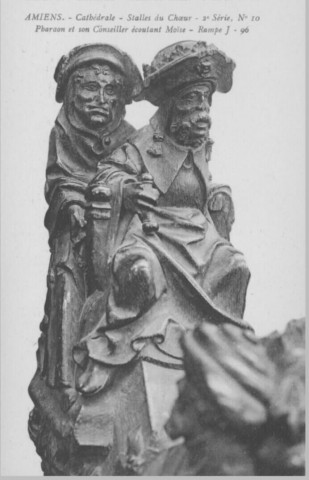 Cathédrale - Stalles du Choeur - 2è série, n° 10 - Pharaon et son Conseiller écoutant Moïse - Rampe J -96