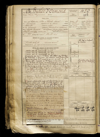 De Butler d'Ormond, Léonce Raymond, né le 19 septembre 1889 à Saint-Mandé (Val-de-Marne), classe 1909, matricule n° 450, Bureau de recrutement d'Abbeville