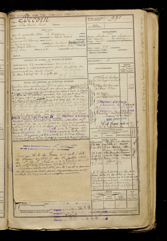 Decoin, Félix Amédée Louis, né le 02 novembre 1894 à Bucquoy (Pas-de-Calais), classe 1914, matricule n° 971, Bureau de recrutement d'Amiens