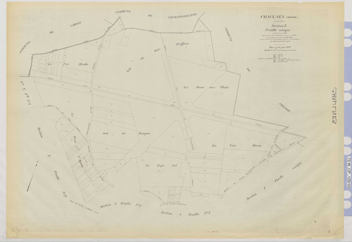 Plan du cadastre rénové - Chaulnes : section Z