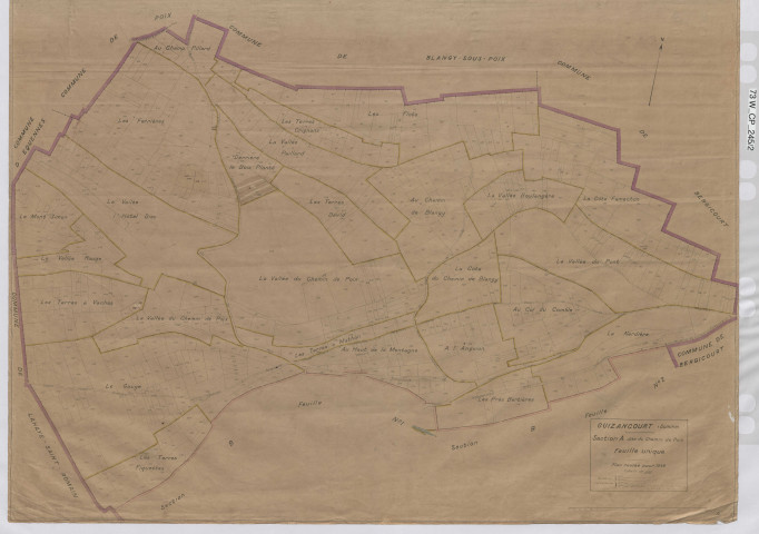 Plan du cadastre rénové - Guizancourt : section A