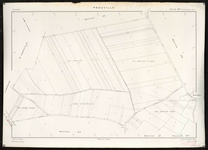 Plan du cadastre rénové - Prouville : section ZB