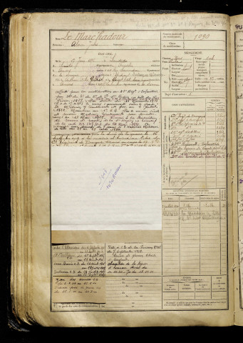 Le Marc'hadour, Alain Jules, né le 17 juin 1896 à Landéda (Finistère), classe 1916, matricule n° 1090, Bureau de recrutement d'Amiens