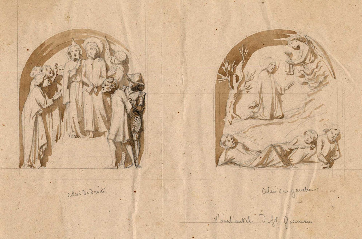 Cathédrale d'Amiens - Projet de sculpture pour l'Autel Saint-Germain - Esquisse de Viollet le Duc