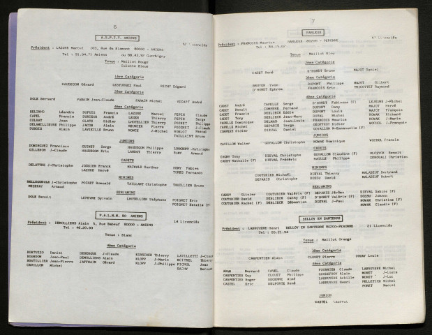 Opuscule (année 1982). Fédération française de Longue Paume : liste des sociétés, classement des joueurs et calendrier