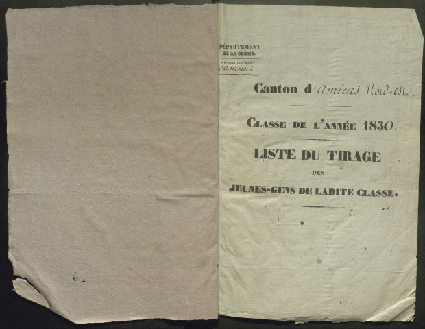 Tirage au sort (arrondissement d'Amiens) de l'année 1830