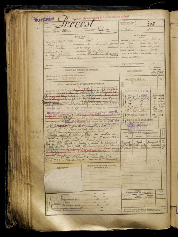 Prévost, Henri Albert, né le 25 avril 1889 à Ercheu (Somme), classe 1909, matricule n° 302, Bureau de recrutement de Péronne