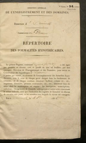 Répertoire des formalités hypothécaires, du 06/12/1856 au 11/03/1857, registre n° 166 (Péronne)