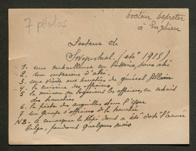 Témoignage de Depreter, E. (Médecin) et correspondance avec Jacques Péricard