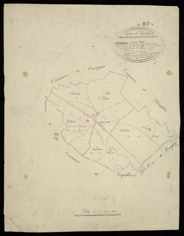 Plan du cadastre napoléonien - Roiglise : tableau d'assemblage