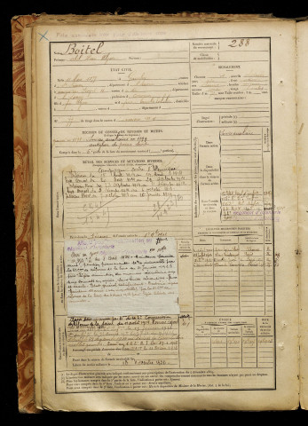 Boitel, Abel Henri Ulysse, né le 11 mars 1877 à Gauchy (Aisne), classe 1897, matricule n° 288, Bureau de recrutement d'Amiens