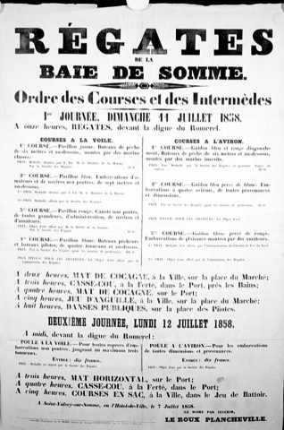 Régates de la Baie de Somme - Ordre des Courses et des Intermèdes