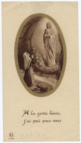 La Grotte de Lourdes, apparition de la Vierge à Sainte Bernadette