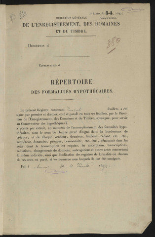 Répertoire des formalités hypothécaires, du 22/09/1898 au 27/12/1898, registre n° 380 (Abbeville)
