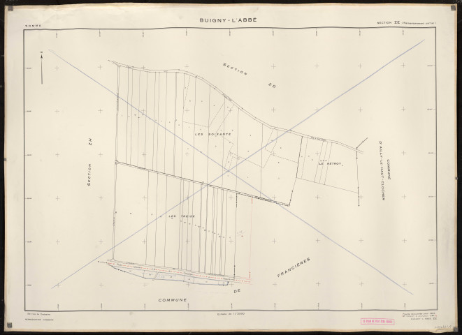 Plan du cadastre rénové - Buigny-l'Abbé : section ZE