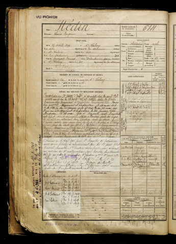 Hédin, Louis Eugène, né le 25 avril 1899 à Saint-Valery-sur-Somme (Somme), classe 1919, matricule n° 614, Bureau de recrutement d'Abbeville