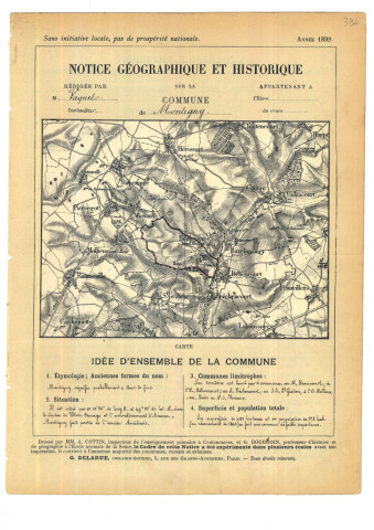 Montigny Sur L"hallue (Montigny) : notice historique et géographique sur la commune