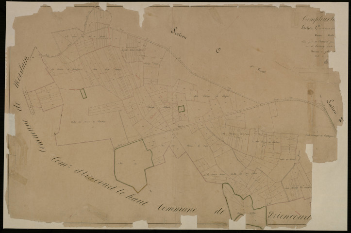 Plan du cadastre napoléonien - Templeux-la-Fosse : Bois de Gurlu (Le) ; Vieux Moulin (Le), C2