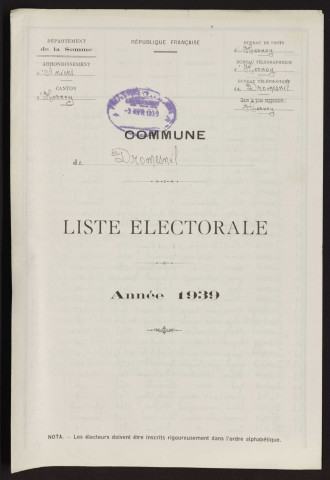 Liste électorale : Dromesnil