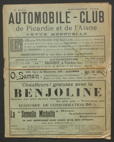 Automobile-club de Picardie et de l'Aisne. Revue mensuelle, 2e année, novembre 1906
